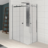 Kinestyle corner entry with 2 sliding doors and fixed panels
