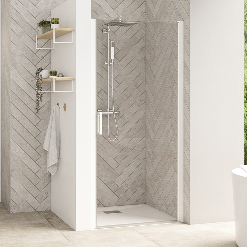Smart Design Pivot Door for Recess with white profiles