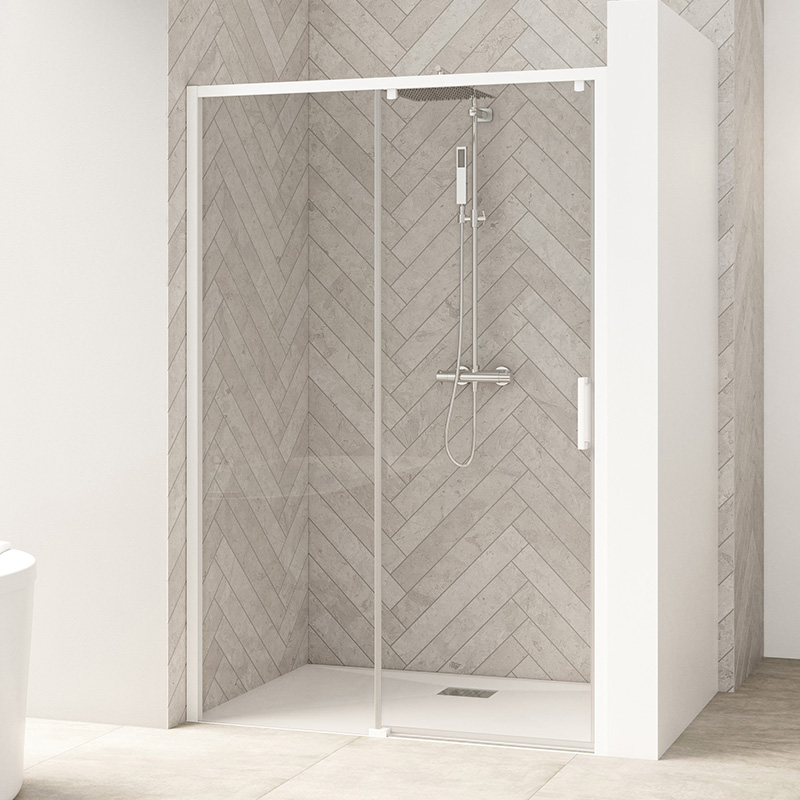 Smart Design Sliding Door for Recess with white profiles and door on right