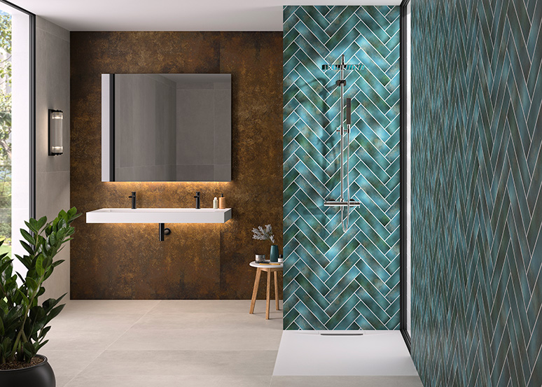 Kinewall panels installed in a custom shower